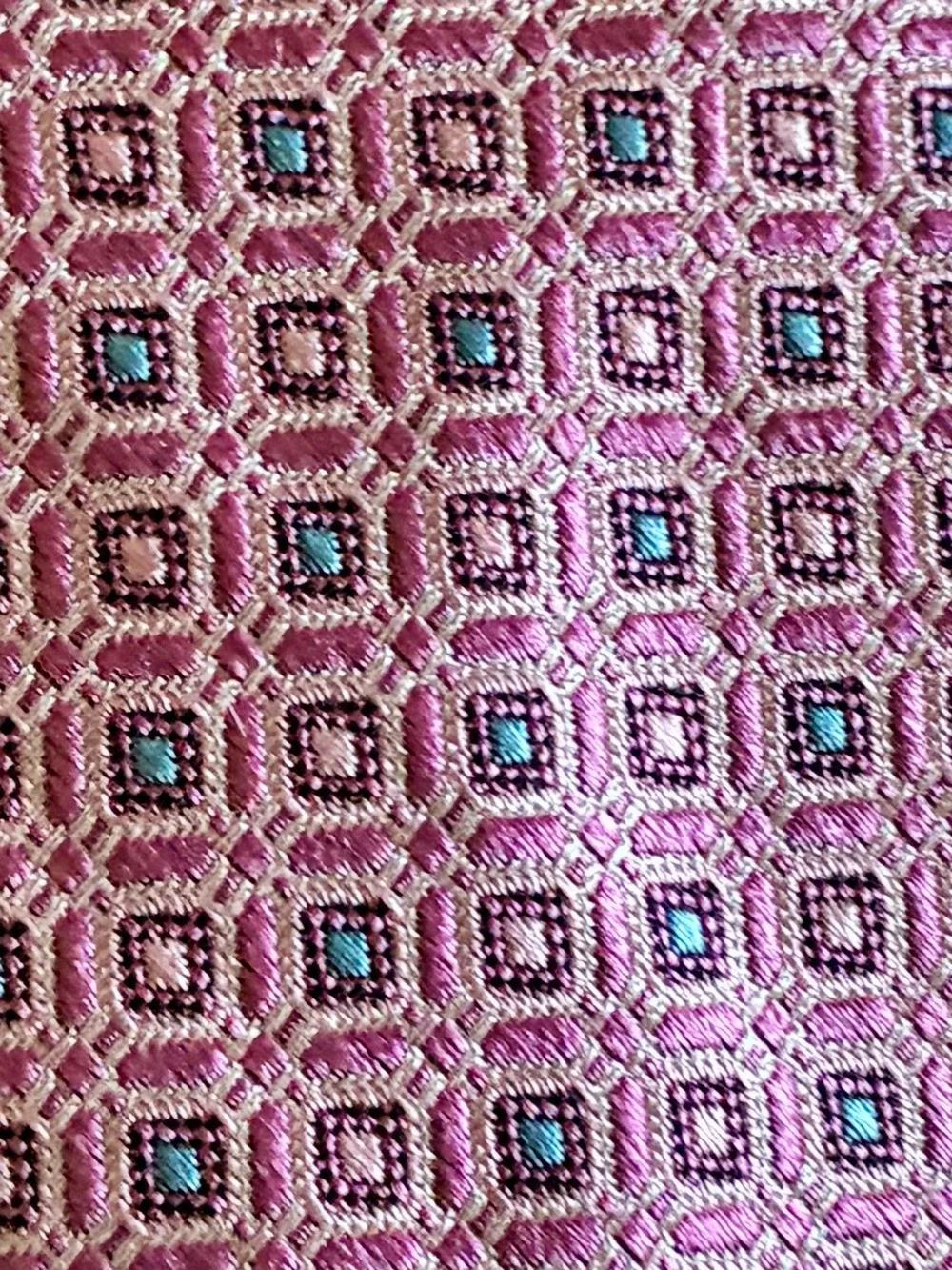 John W.Nordstrom Pink Blue textured Jacquard silk graphic geometric neck tie